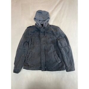 Levis Mens XL Sherpa Lined Field Jacket Charcoal Grey Hooded Bomber Coat